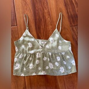 Aritzia Little Moon Green Daisy Cropped Camisole